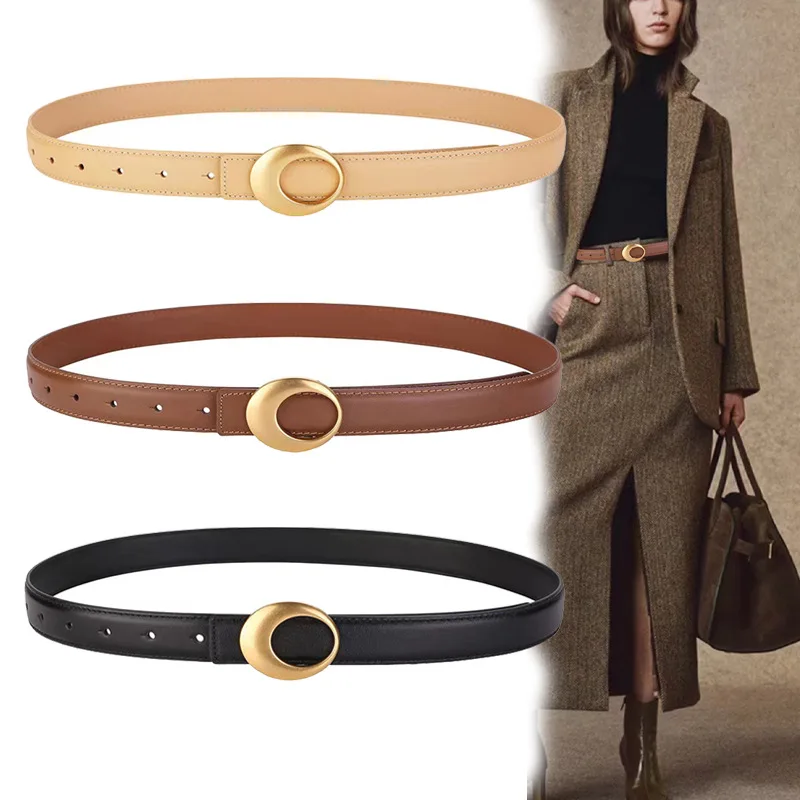 

Женские джинсовые брюки с украшением на поясе, высококачественный черный универсальный дизайн с внутренней пряжкой и верхним слоем из воловьей кожи, ниша