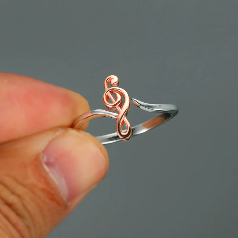 Bague en acier inoxydable pour femme, note de musique, cœur des aigus et des basses, couleur argent, cadeaux de mariage bohème, bijoux féminins, mode