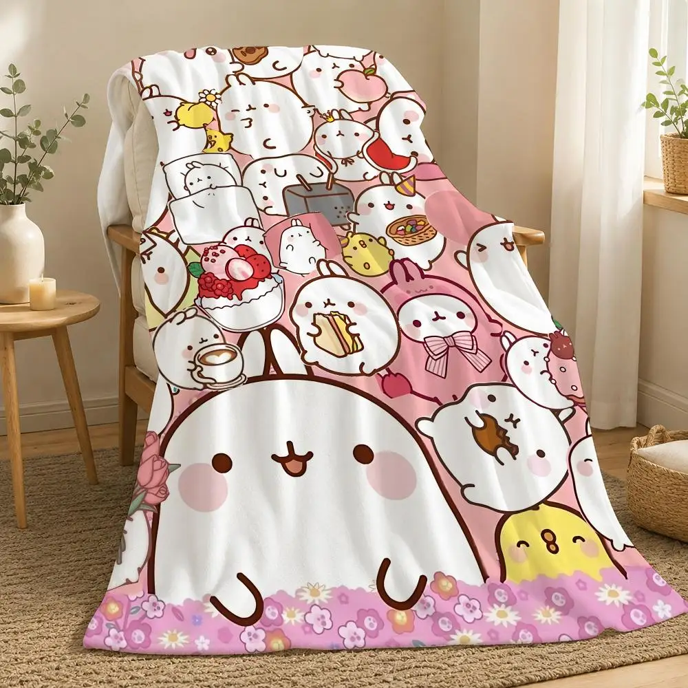 Molang Character Throw  flannel blanket, suitable for sofas, beds, offices,  exquisite gift blankets