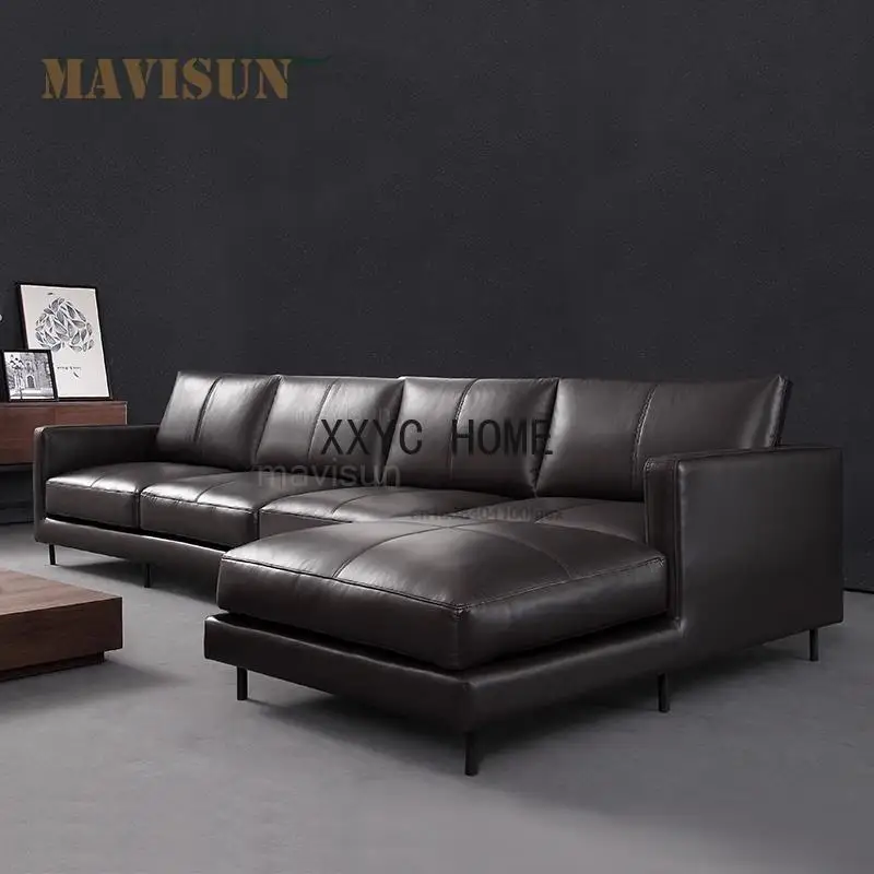 Modern Minimalist New Fashion Sofa Combination Nordic Minimalist Small Apartment Living Room Real Leather Complete Furniture