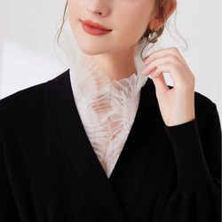 Lace Yarn Stand Up Collar For Sweater Blouse Shirt Decorative Fake collar Ruffled Detachable Layering Neckwear Top False Collar