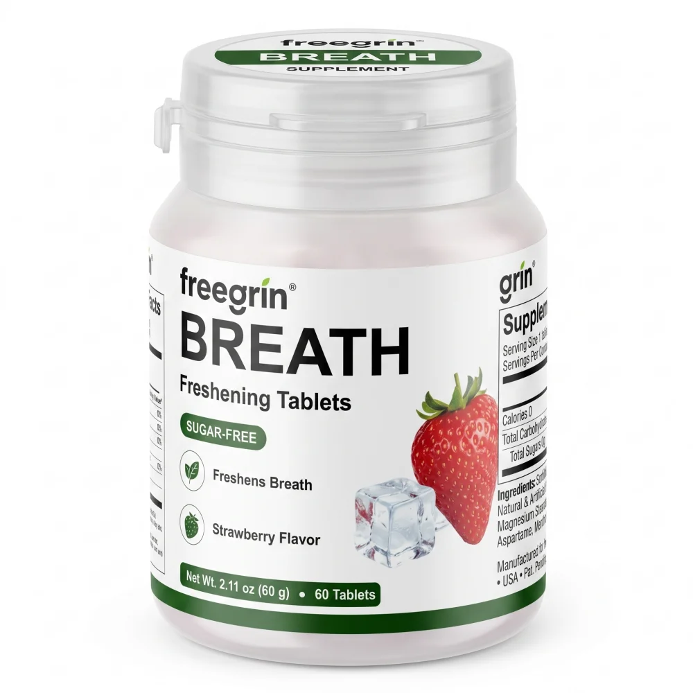 60 Capsules Sugar Free Breath Freshening Tablets , Xylitol Erythritol Mints , Strawberry Flavor , Travel Size , Freshens Breath - view 6