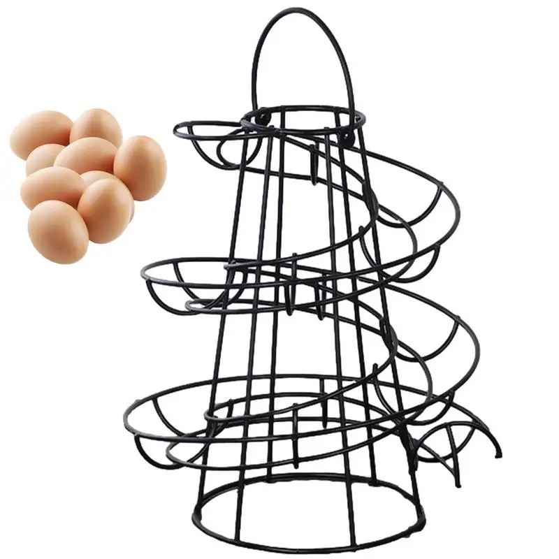 

Metal Egg Holder Creative Spiral Egg Rack Freestanding Wired Countertop Egg Holder For Fresh Eggs Holds 12-18 Eggs For Kitchen