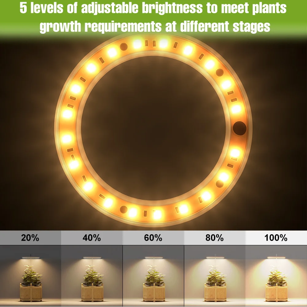 LED تنمو ضوء الطيف الكامل مصباح النباتات الداخلية بوعاء زهرة النباتات النضرة ملء الإضاءة عكس الضوء مع توقيت 24 ساعة USB DC5 #5