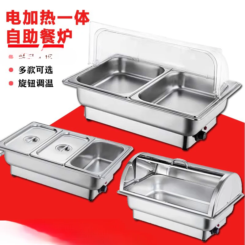 Stainless steel buffet insulation stove electric heating flip visible transparent Buffy stove Hotel breakfast