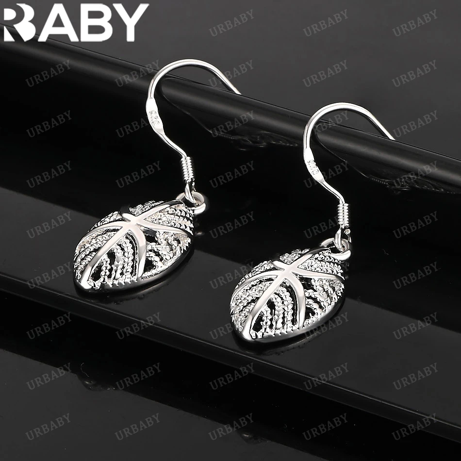 

URBABY 925 Sterling Silver Earrings Hollow Oval Drop Earrings For Women Jewelry Fashion Party and Daily Wear