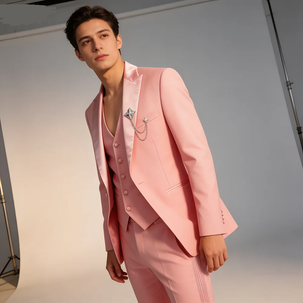 

Men's Black 3-Piece Suit Slim Fit Elegant Formal Casual Ensemble Jacket Vest Pants Business Wedding Dance - Complete Outfit Set