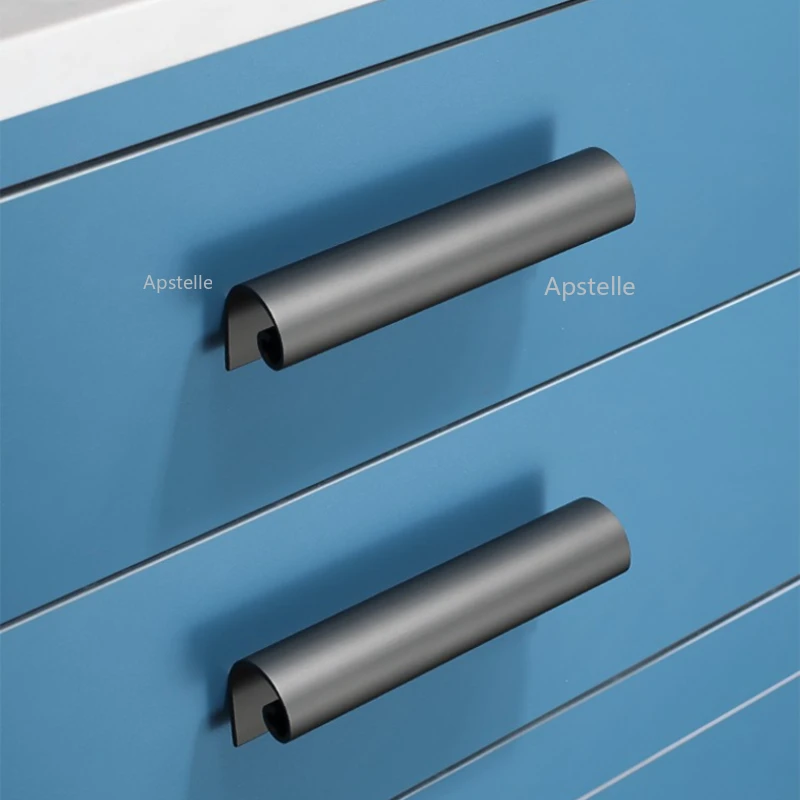 Modern Minimalist Cabinet Gray Knobs and Handles for Furniture Wardrobe  and Gold Drawer Long Handle Cabinet Door Knob