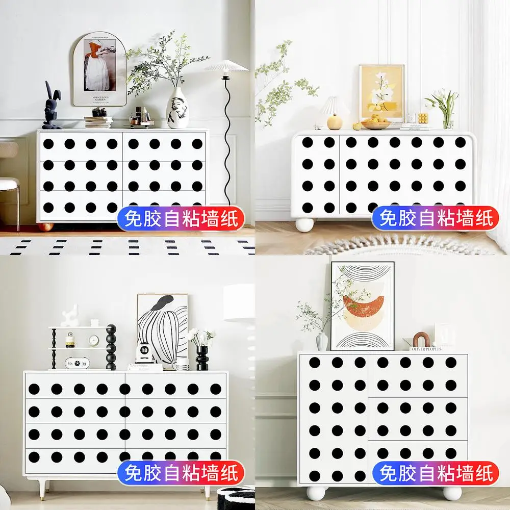 Scandinavian Style Polka Dot Cabinet Refurbishing Self Adhesive Wallpaper for Furniture Door Renovation and Decoration
