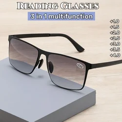 Multifunctional Men Women Reading Glasses Progresive 3 In 1 Near Far Presbyopia Eyeglasses Outdoor Sunglasses with Diopters