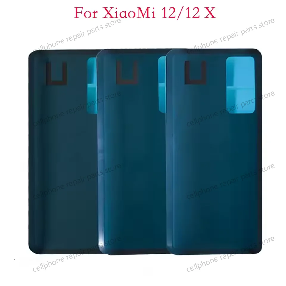 الغطاء الخلفي الزجاجي لXiaomi 12 غطاء البطارية الإسكان حالات الباب لXiaomi mi12 الغطاء الخلفي مع عدسة الكاميرا والملصق