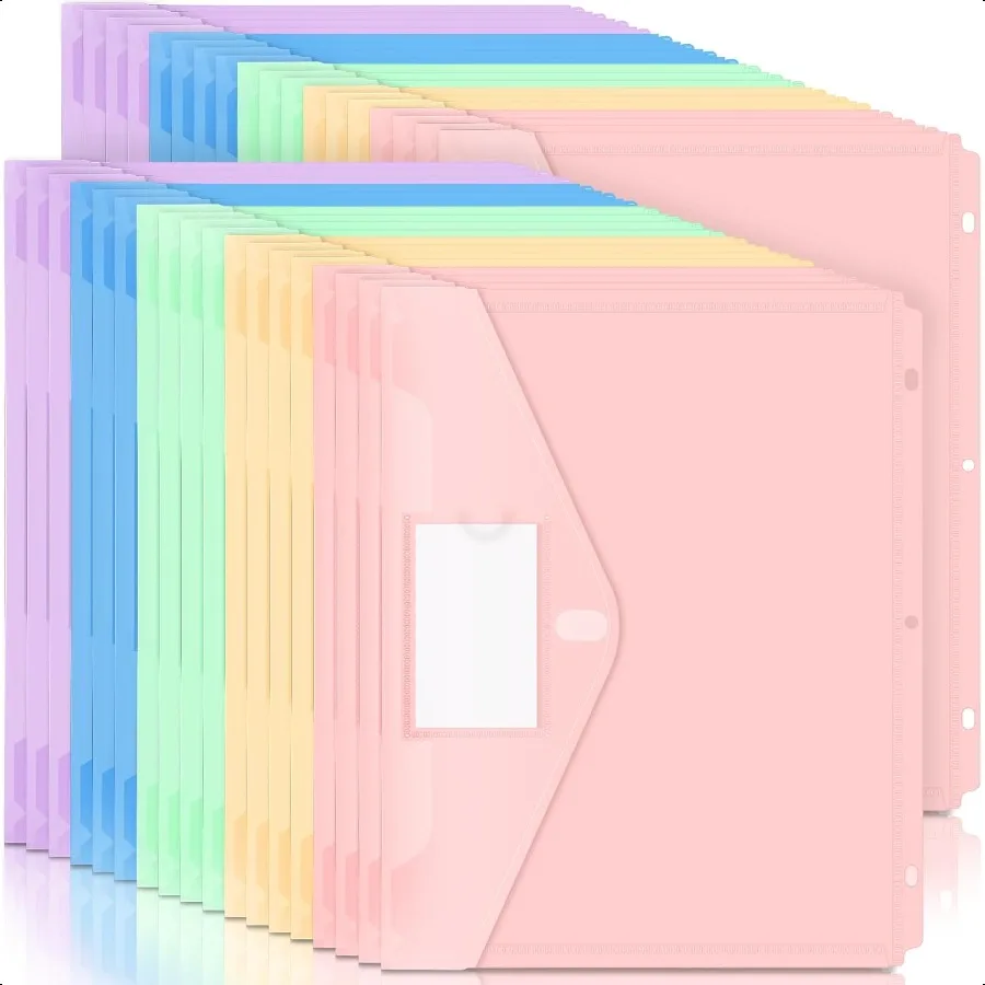 

Binder Pocket 36 Pack er Heavyweight Plastic Folders with Tight Closure Binder Folders Side Loading 3 Ring Binder Pocket Binder
