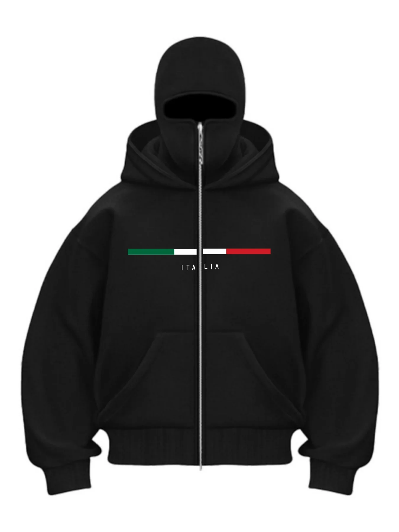 Double Hat Balaclava Hoodies Mode Hip Hop Winter Winddichtes Sweatshirt Streetwear Trend ﻿ Reißverschluss Gesichtsmaske Hoodie Jacke Mantel