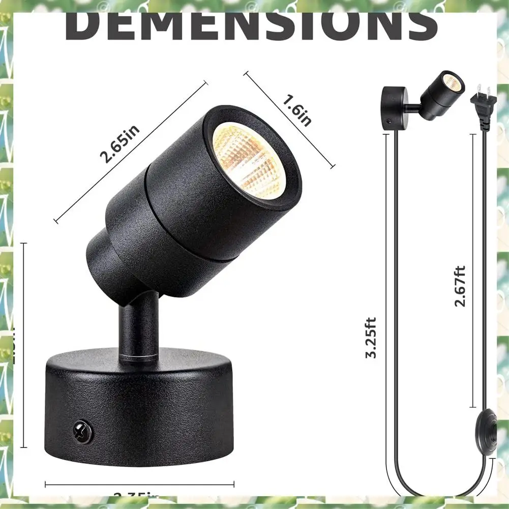 FIZP 2 szt. Lamp punktowych Wewnętrzne lampy punktowe LED 3000K Uplights Wewnętrzne oświetlenie akcentujące Wtyczka amerykańska