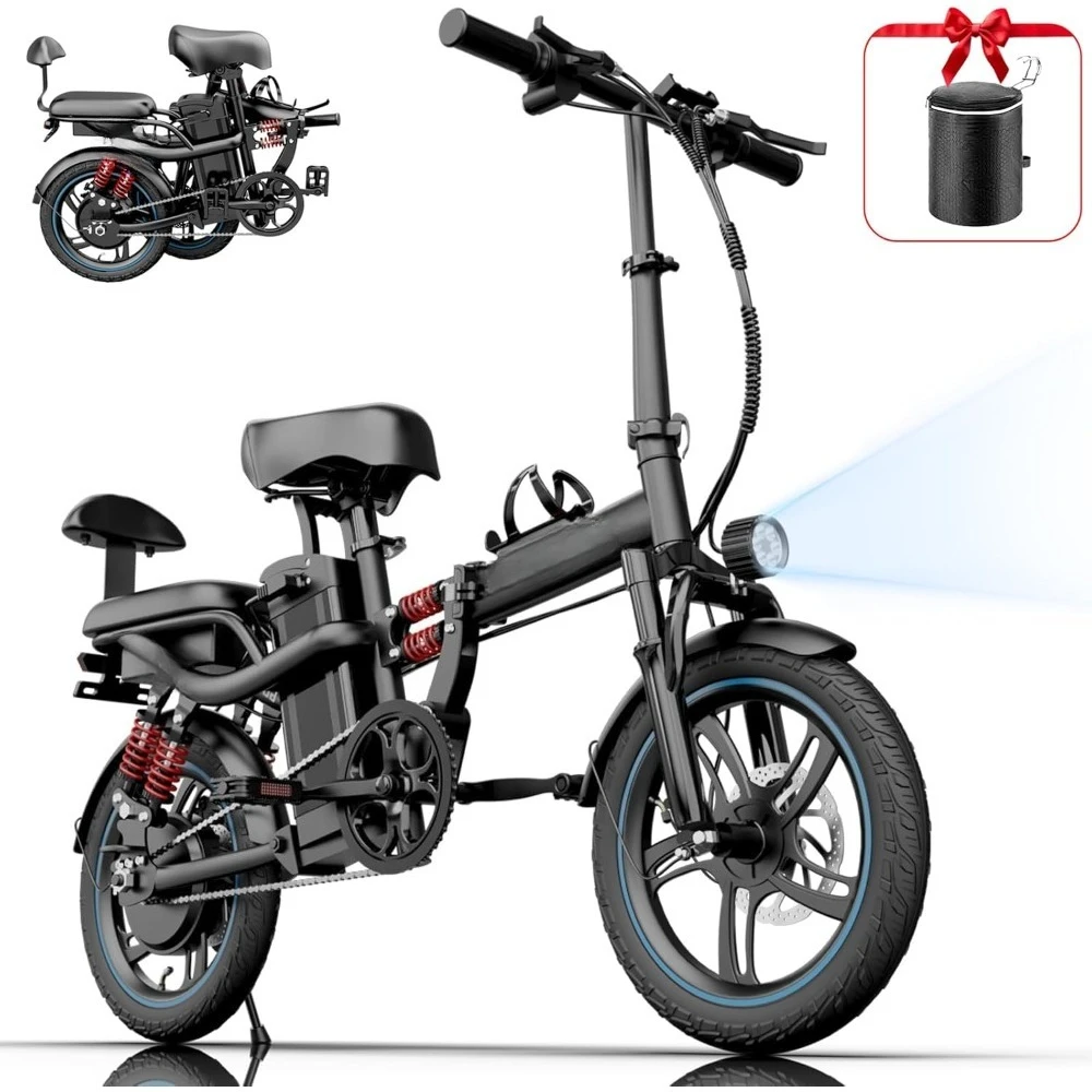 Folding Electric Bike 2 Seater, 750W/1000W Motor, 48V Removable Battery, 45/60 Miles, 16"/20" Tire, All-Terrain, Custom