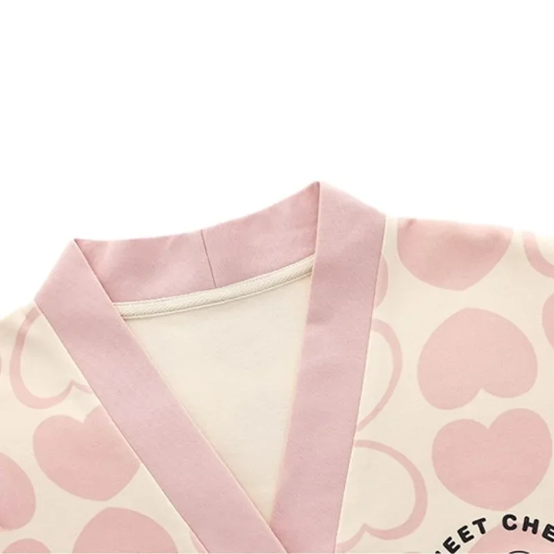 2024 New Cotton Pajamas Long-sleeved Ladies Spring Autumn Sleepwear Sweet Loose Plus Size Loungewear V-neck Loose Homewear Suit