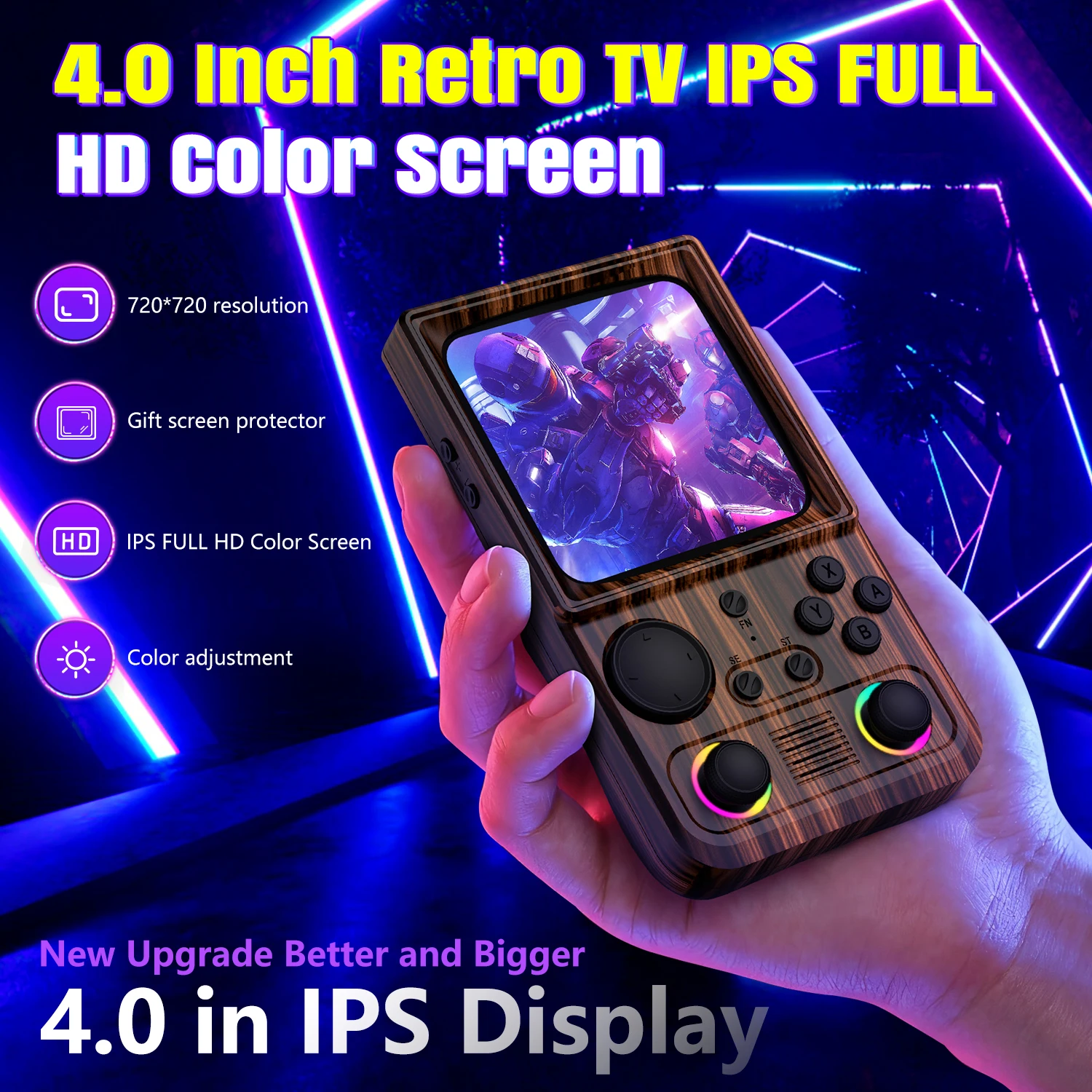 R36T MAX ريترو TV وحدة تحكم بجهاز لعب محمول 20000 + لعبة EmuEMEC نظام واي فاي متعدد اللاعبين 4.0 "IPS شاشة محمولة جيب مشغل فيديو #4