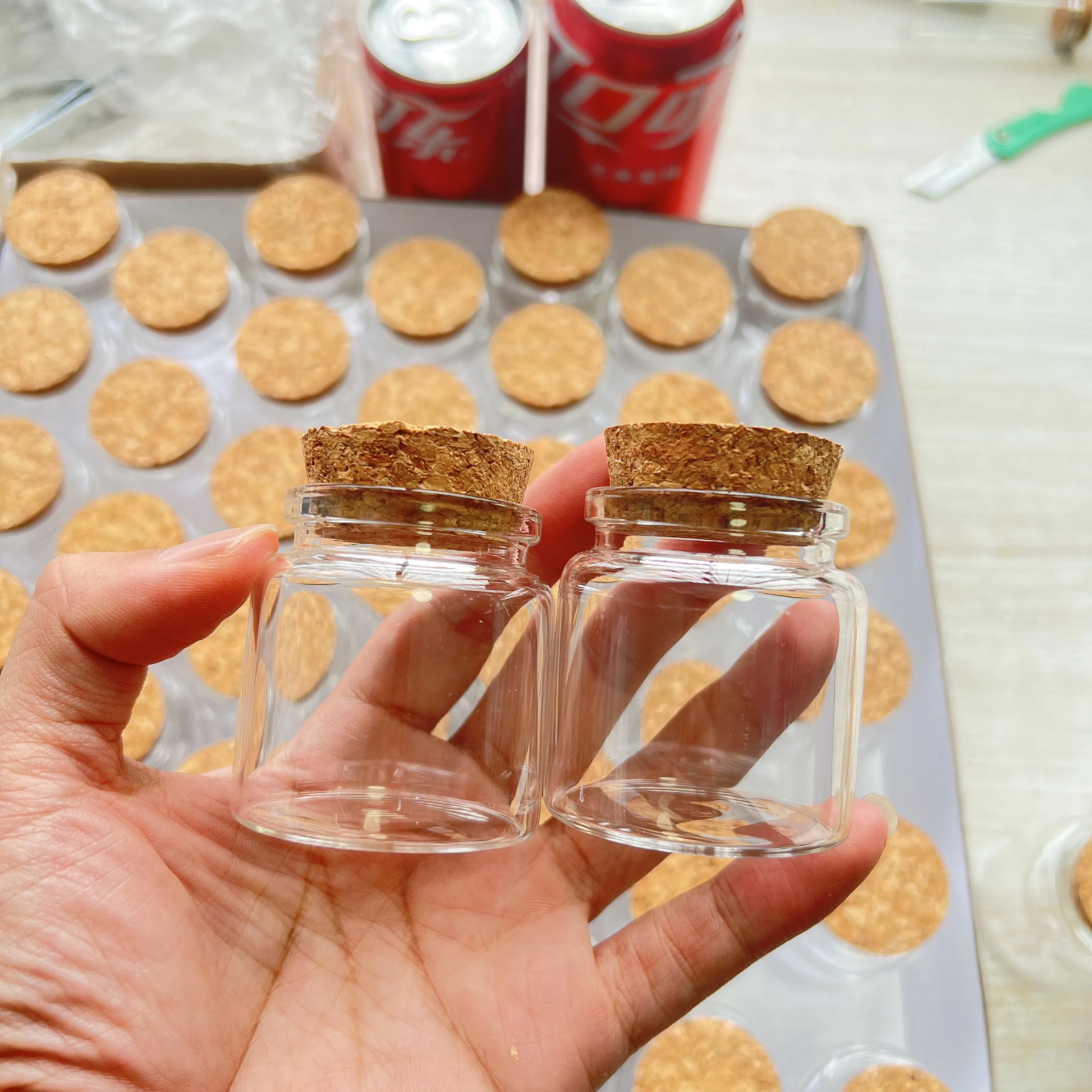 6/12/24 Pcs 50ml Dragee Glass Bottles Cork 33x47x50mm Small Candle Glass Jars Seed Storage Glass Jars DIY Crafts Vials Test tube
