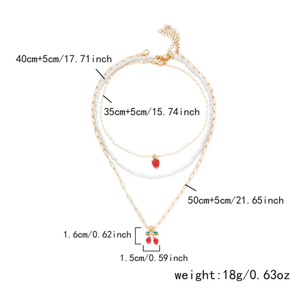 Mehrschichtiger roter Kirschherz-Schal, Y-förmige lange Halskette für Damen und Herren, süße Erdbeerblume, künstliche Perlen-Choker-Schmuckstücke – Detail 30