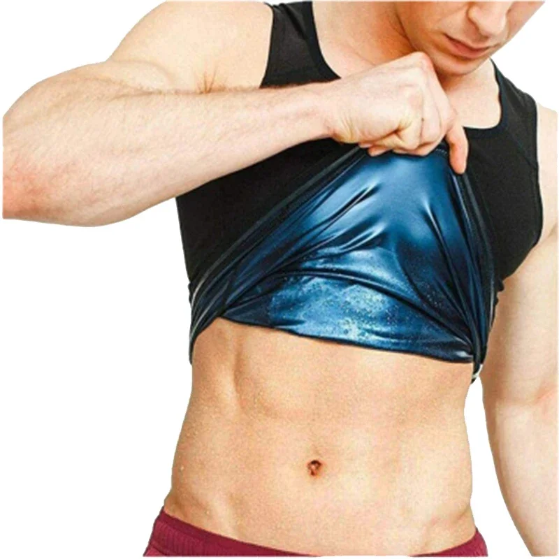 Men Fitness Sauna Sweat Vest Heat Trapping Sportswear Fat Burning Shaper Waist Slimming Sauna Suit Workout Compression Tank Tops