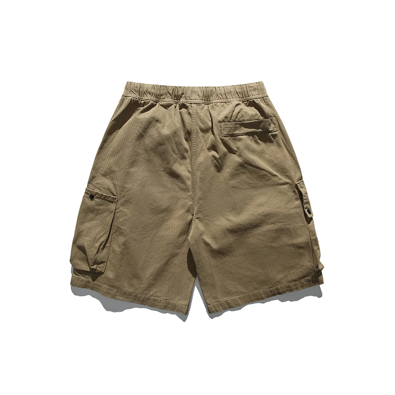 100% Katoenen Cargo Shorts Heren Nieuwe Loszittende Mode Elastische Taille Zomer Effen Kleur Grote Street Hardloopshorts Heren