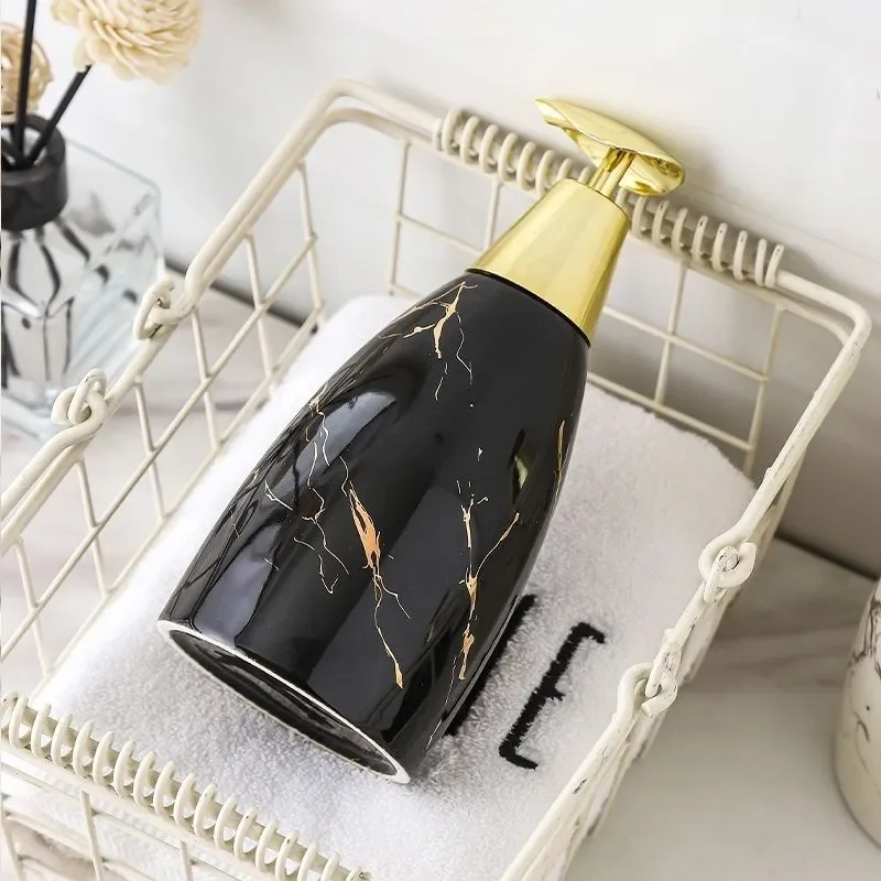 Simple Ceramic Lotion Bottle Marble Shampoo Dispenser Household Bathroom Supplies Ceramic Soap Dispenser Bathroom Decor