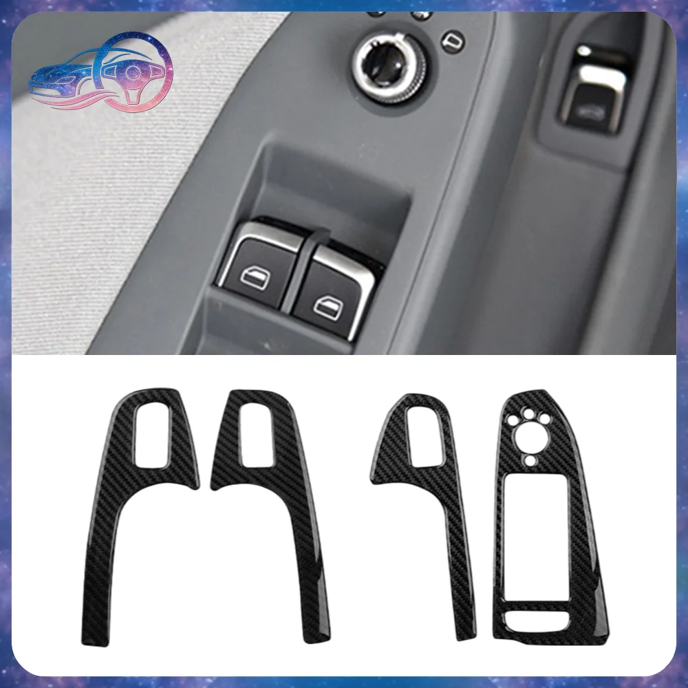 Carbon Fiber Window Switch Frame Trim For Audi A4L A5 B8 09-16 Interior Door Window Button Cover High/Low Spec LHD RHD