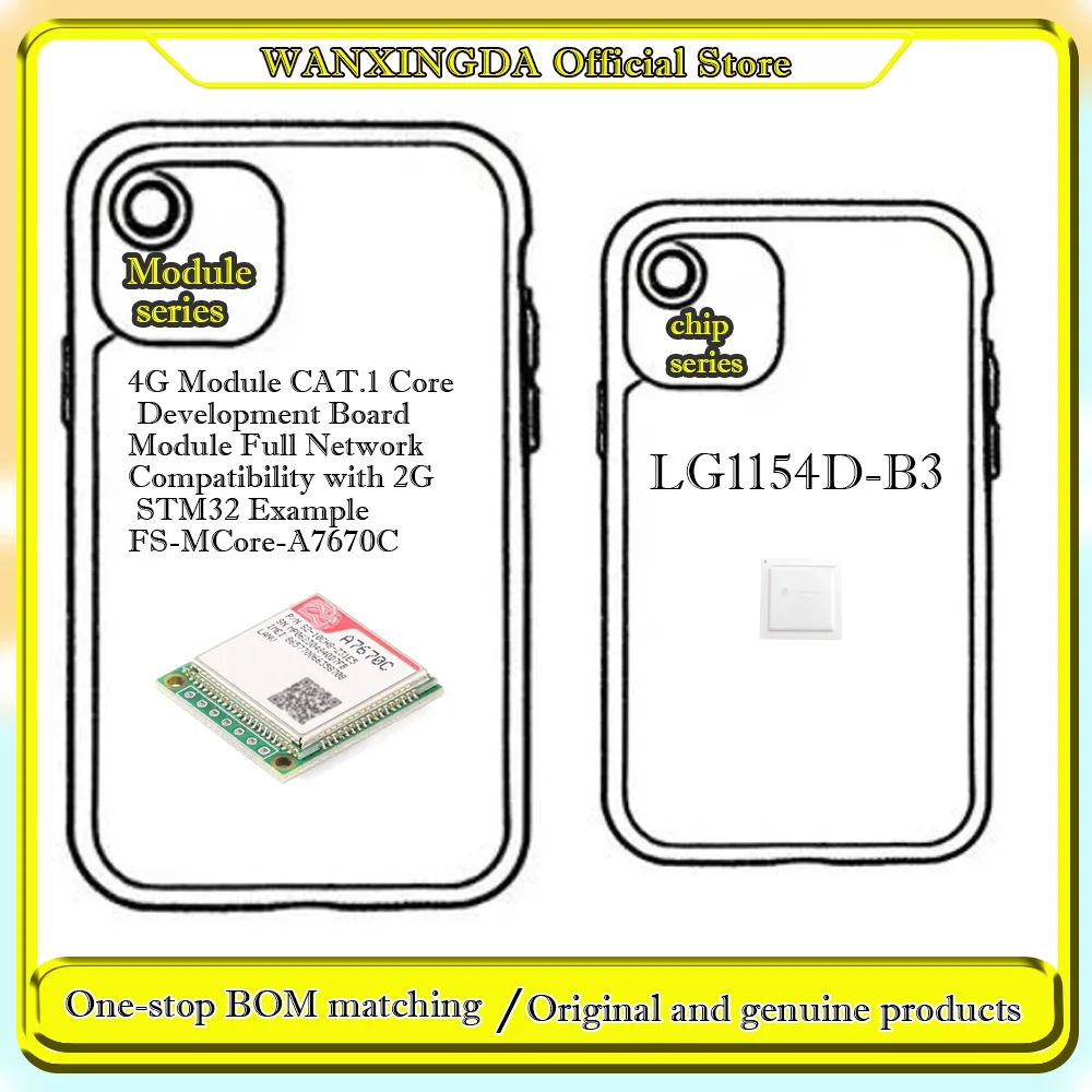 

LG1154D-B3 4G Module CAT.1 Core Development Board Module Full Network Compatibility with 2G FS-MCore-A7670C Plastic phone case