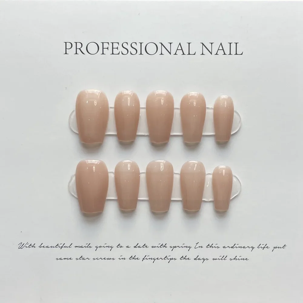 

Handmade Nude Press on Nails Reusable Wearable Fake Nails with Glue Artifical Acrylic Nail Full Cover Nail Tip Manicure for Girl