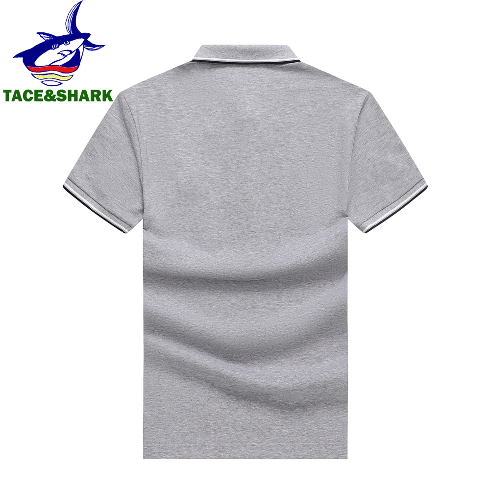 TACE&SHARK Luxury Polo Shirt Brand Shark Camisa Masculina Gray Mens Polos Shirts 2024 Summer Fashion Solid Color Tops