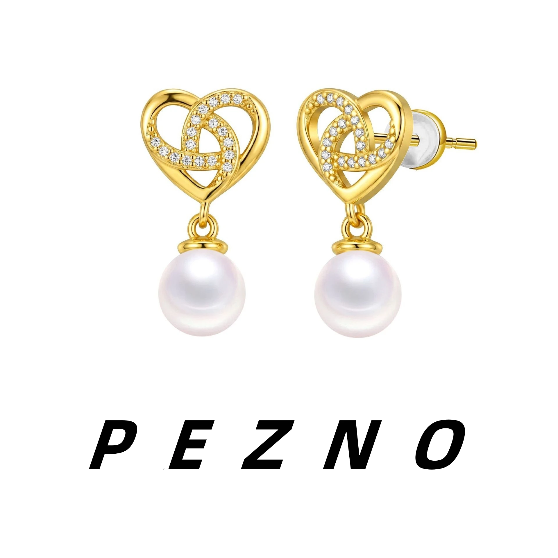 

18K Gold Plated Infinity Heart Pearl Drop Stud Earrings for Women Hypoallergenic Dainty Cubic Zirconia Earrings Gift for Her