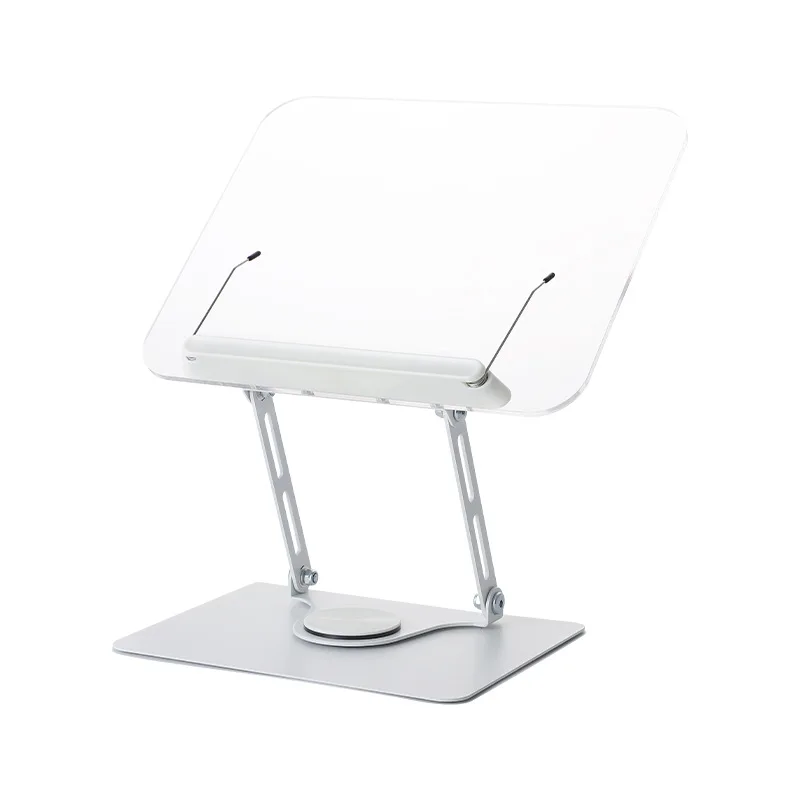Clear Acrylic 360° Rotating Reading Stand Desktop Book Holder for Adults & Students Tablet Stand for Study Adjustable & Portable