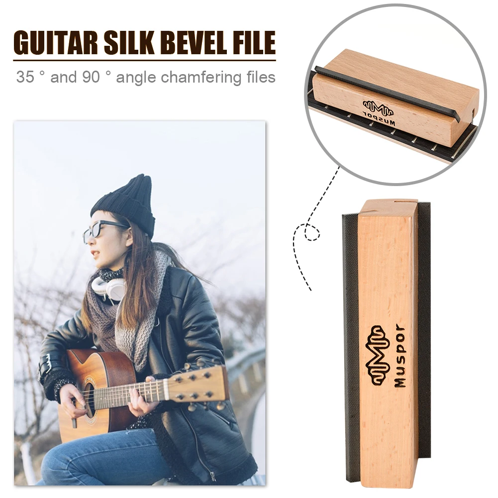 Muspor 2 in 1 Guitar Fret Crowning End Bevel-Flush Files Guitarra Luthier Tools Musical Instruments Maintenance Polishing File