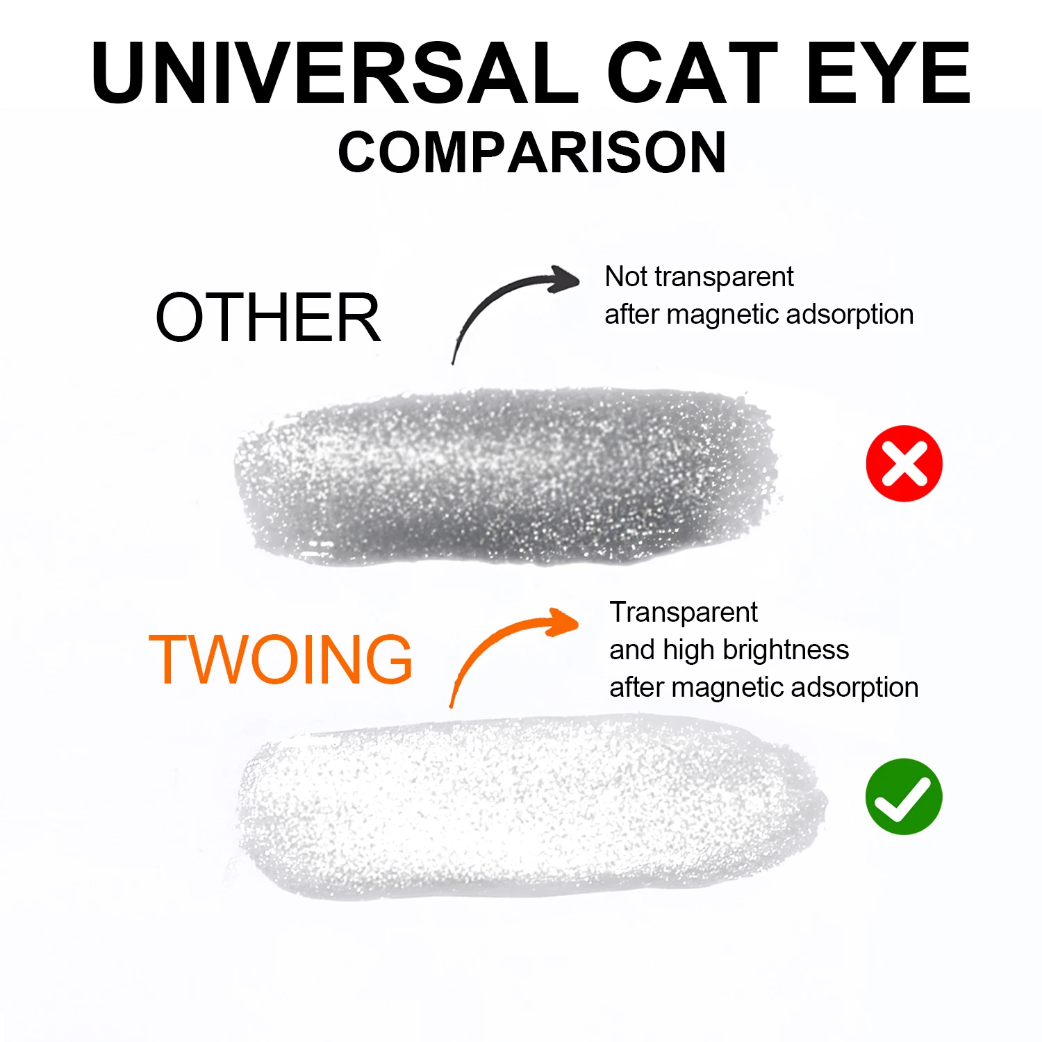 TWOING 10 ml Universal Silver Cat Eye Gel Nagellack, magnetisches Glitzer-Soak-Off-UV/LED-Gel, funktioniert mit allen Farbpolierungen zum Selbermachen