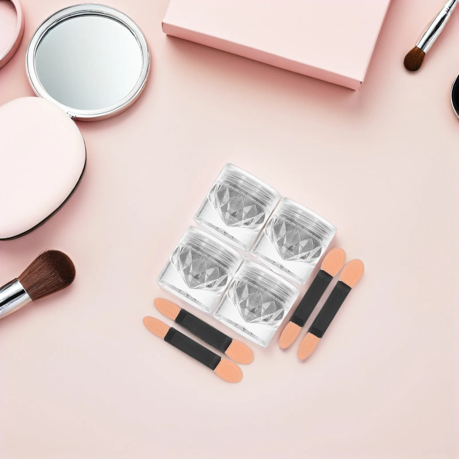 4세트 3D 캣아이 네일 아트 파우더 세트, 오래 지속되는 광택 DIY 매니큐어 UV LED 큐어 네일 아트 장식