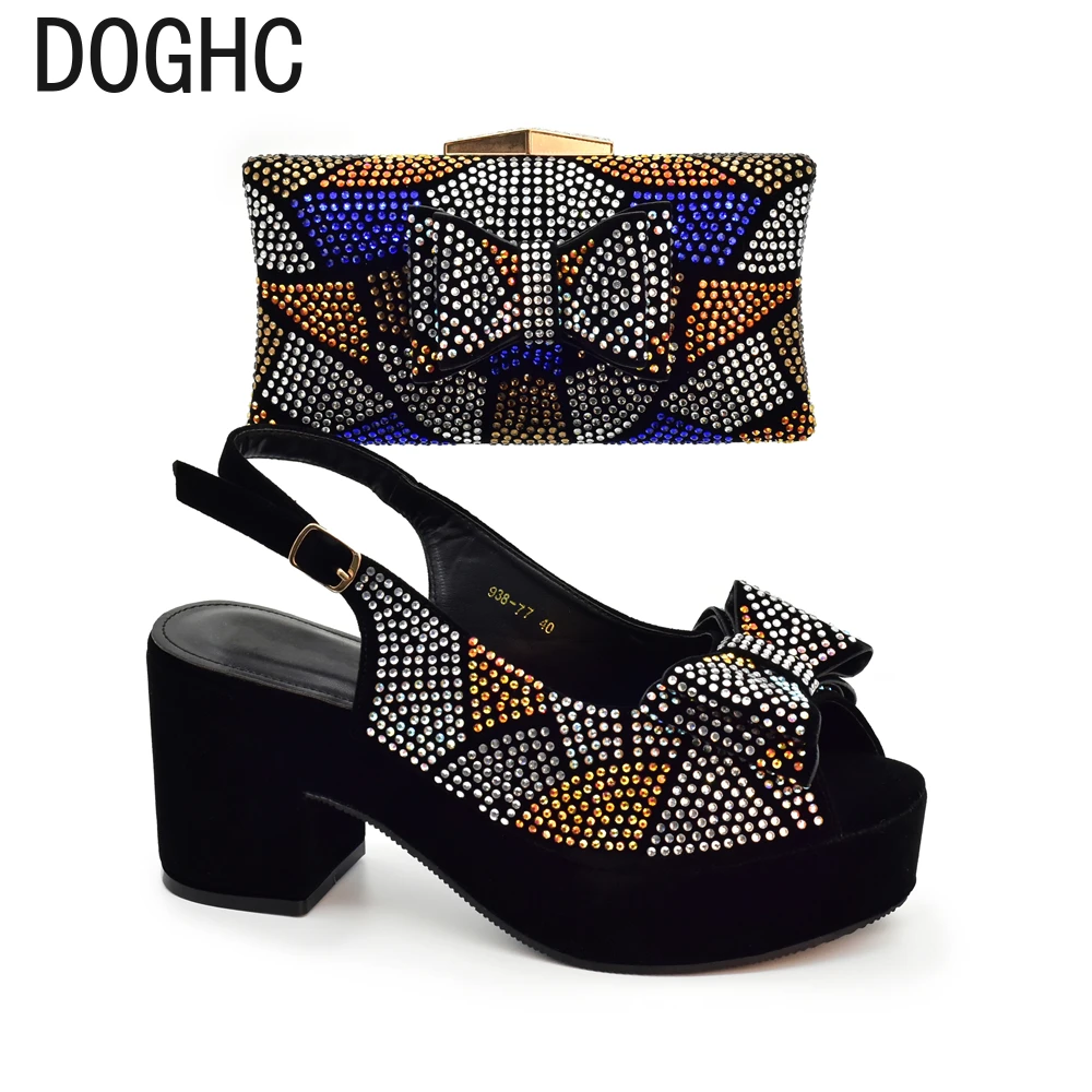 

Italian Shoes and Bags Matching Set Wedges Shoes for Women Ladies Shoes with Matching Bag Set Nigerian for Party Platform
