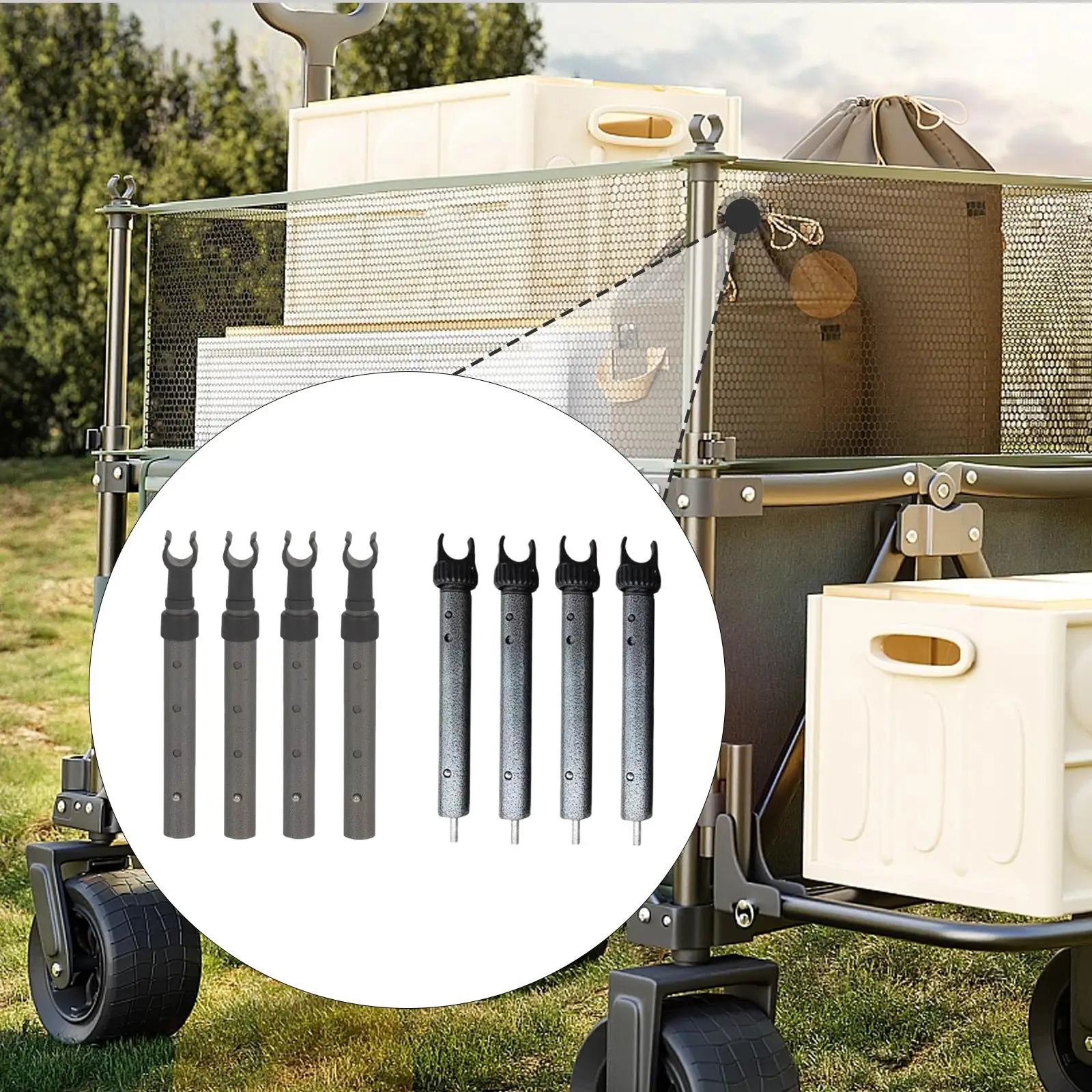 

4x Wagon Cart Table Pole Garden Cart Accessories Heightening Portable Holder Lifting Tube for Outdoor Camping Hiking Backyard