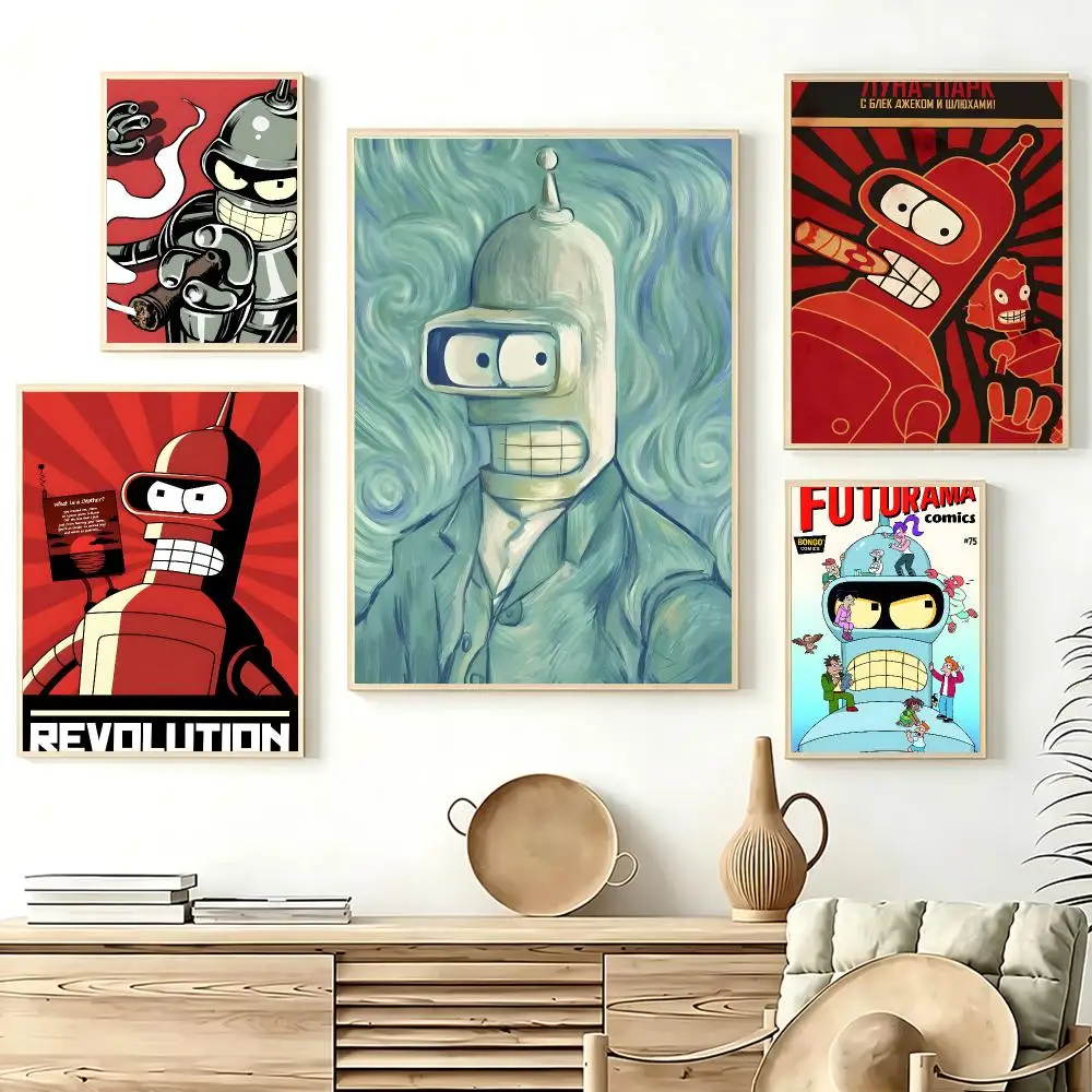 Anime Movie Bender F-futurama Poster Modern And Elegant Wall Stickers For Home Decor Living Room Dormitory Wall Art