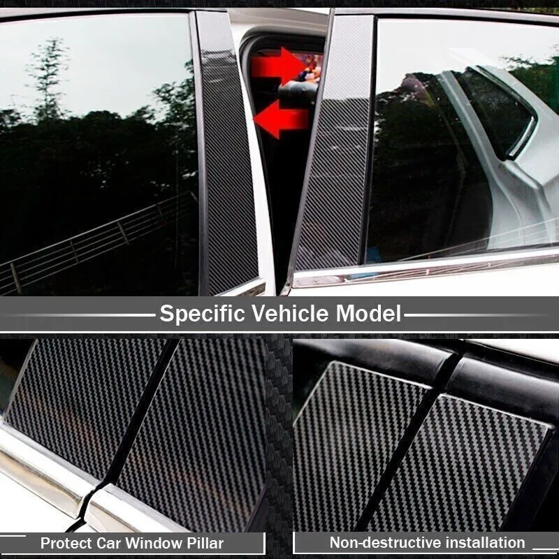 6PCS Carbon Fiber Window Door Trim Pillar Posts Cover FOR LEXUS LS430 2001-2006