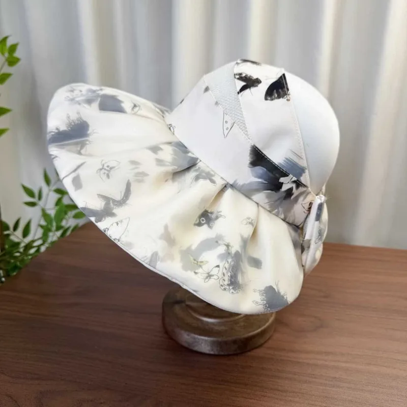 Summer Sun Protection Hat Women's UV Protection Big Brim Sun Hat Breathable Bucket Hat Face Cover Empty Top Hat