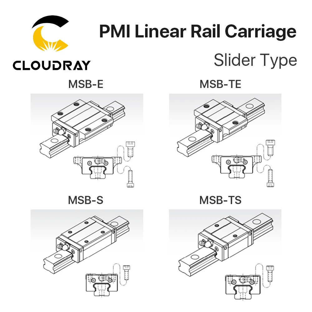 Cloudray CO2 Laser Cutting Machine Universal Metal Parts PMI Linear Guideway Carriage for CO2 Laser Engraving Cutting Machine