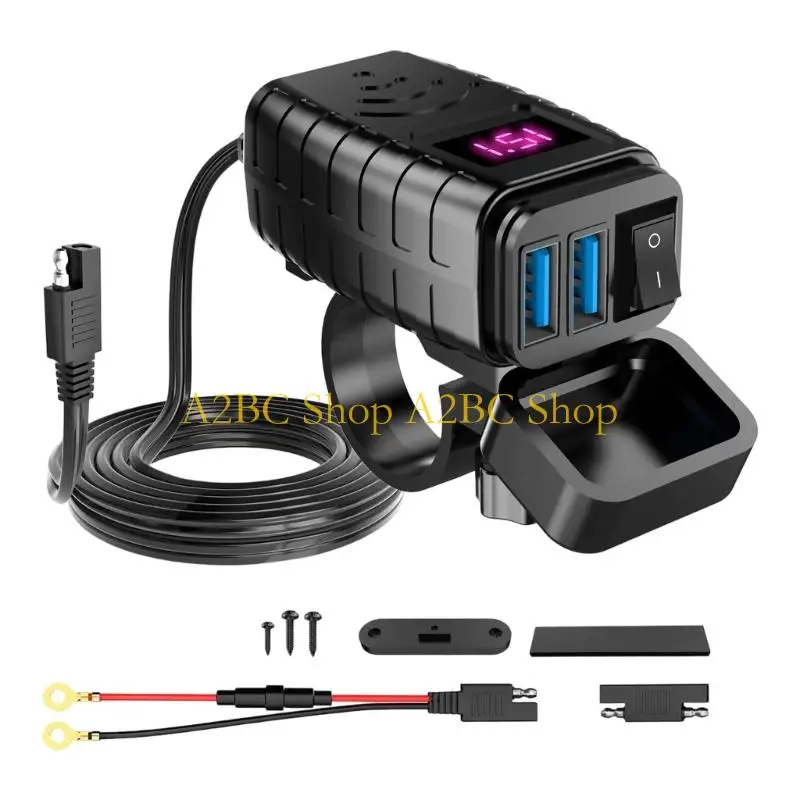 A2BC Power Switches Easy Installation Motorbike Accessories Double Port QC3.0 Chargers