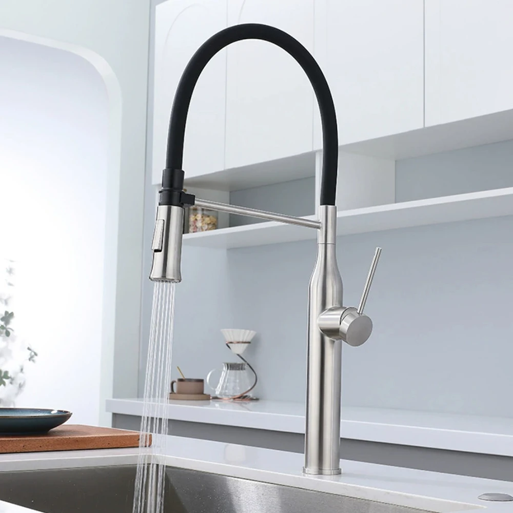

Gun Grey ,Matte Black And Brushed Grey Color, 304 Stainless Steel Kitchen Sink Faucet ,Mixer Cold & Hot Water , Hose Pull Down