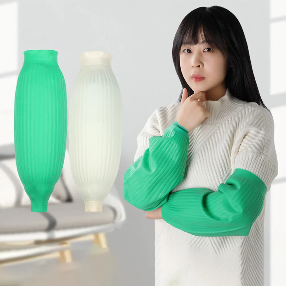 ปลอกแขนยางกันน้ำ 1 คู่ ปลอกแขนยางลาเท็กซ์หนาสำหรับทำสวน งานบ้าน ทนน้ำมัน ใช้ซ้ำได้ ป้องกัน