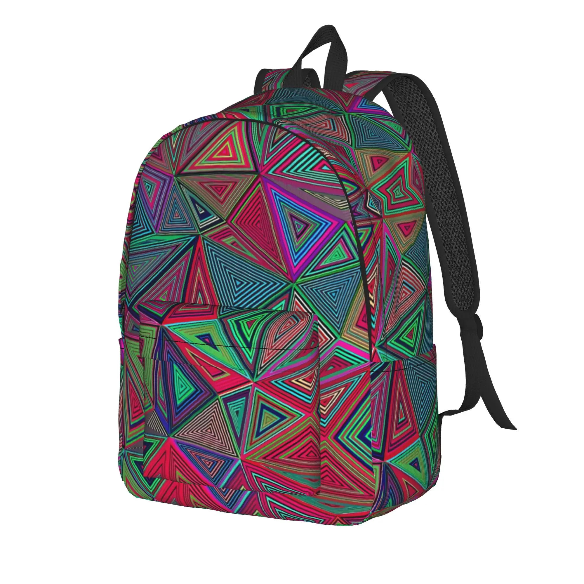 Back to school season Abstract Geometric Triangles Pattern Rucksack Back To School College Student Classic Backpack