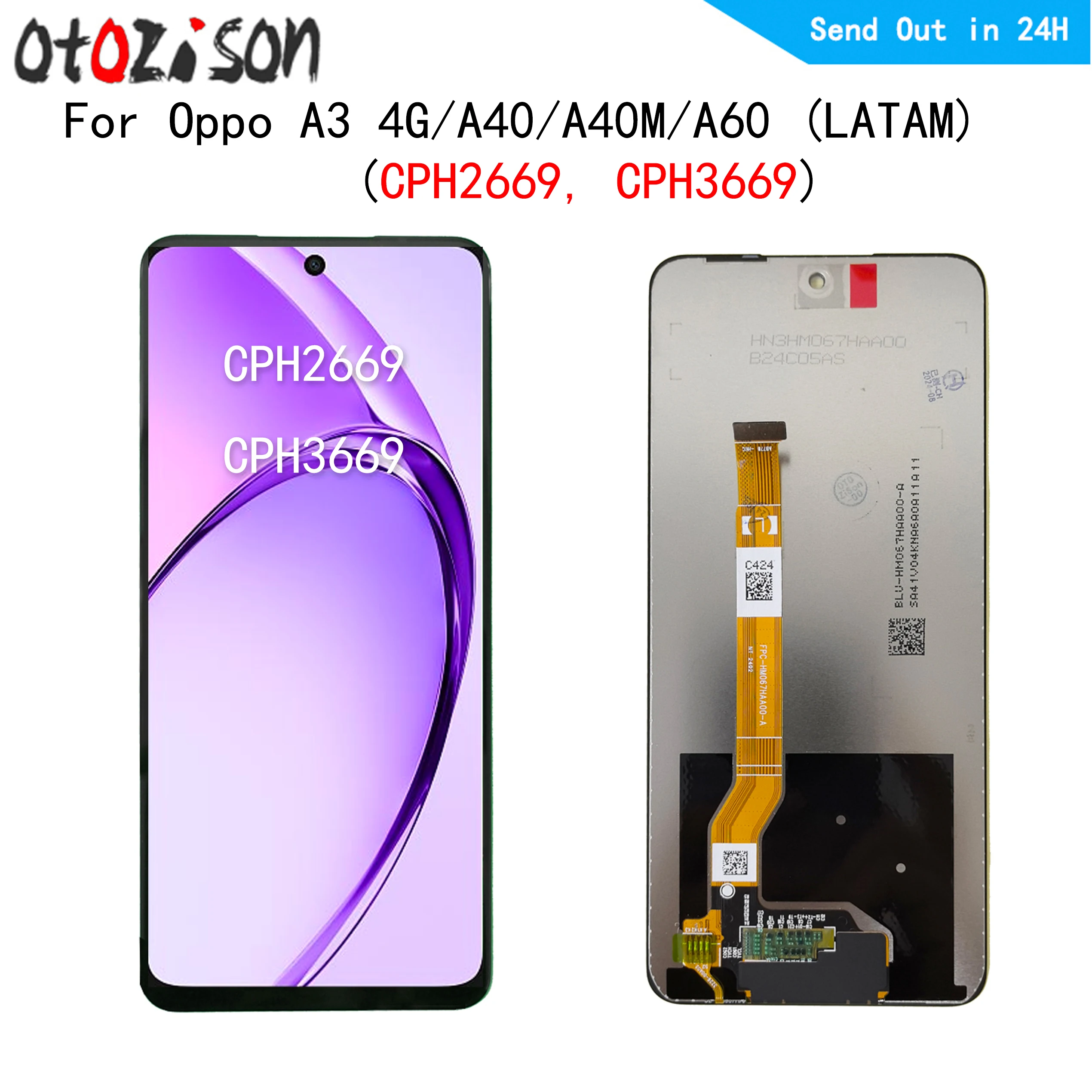 Cph3669 a3 4g tela lcd para oppo a3 4g a40 a40m a60 (latam) cph2669 display lcd painel de toque digitador com montagem do quadro
