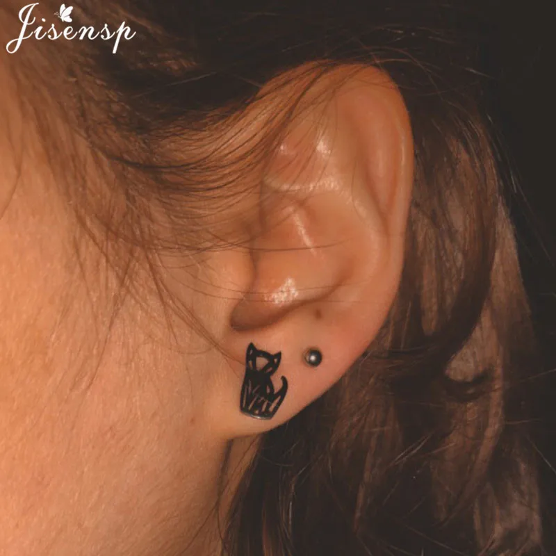 Cartoon Animal Earings Multiple Stainless Steel Cat Stud Earring for Women Girls Small Dog Paw Ear Studs Funny Jewelry Oorbellen