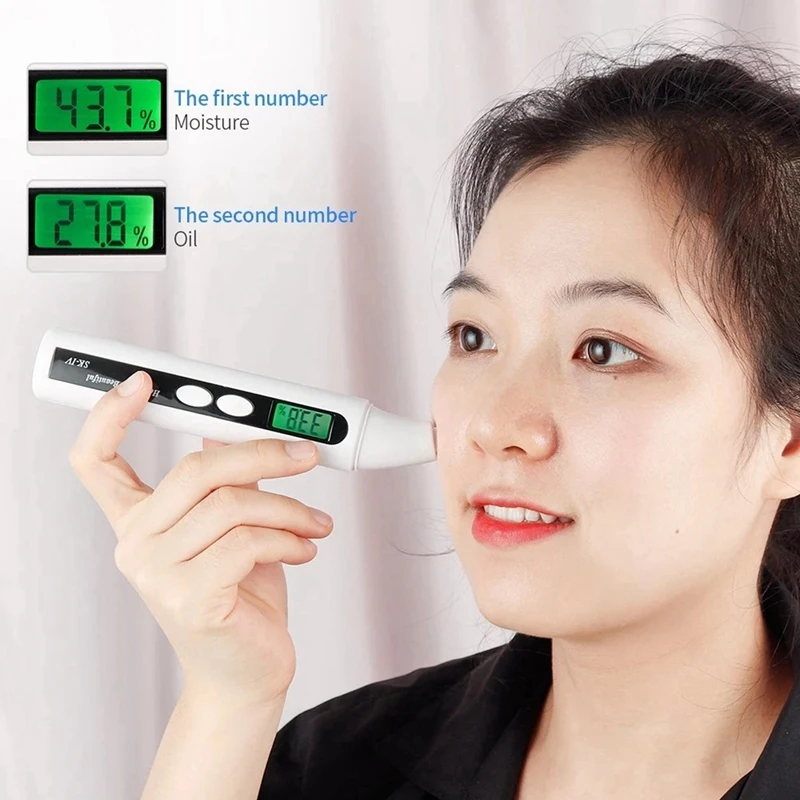 HOT SALE 3X Portable Digital Monitor Detector Skin Sensor Face Skin Moisture Tester Meter Water Oil Analyzer