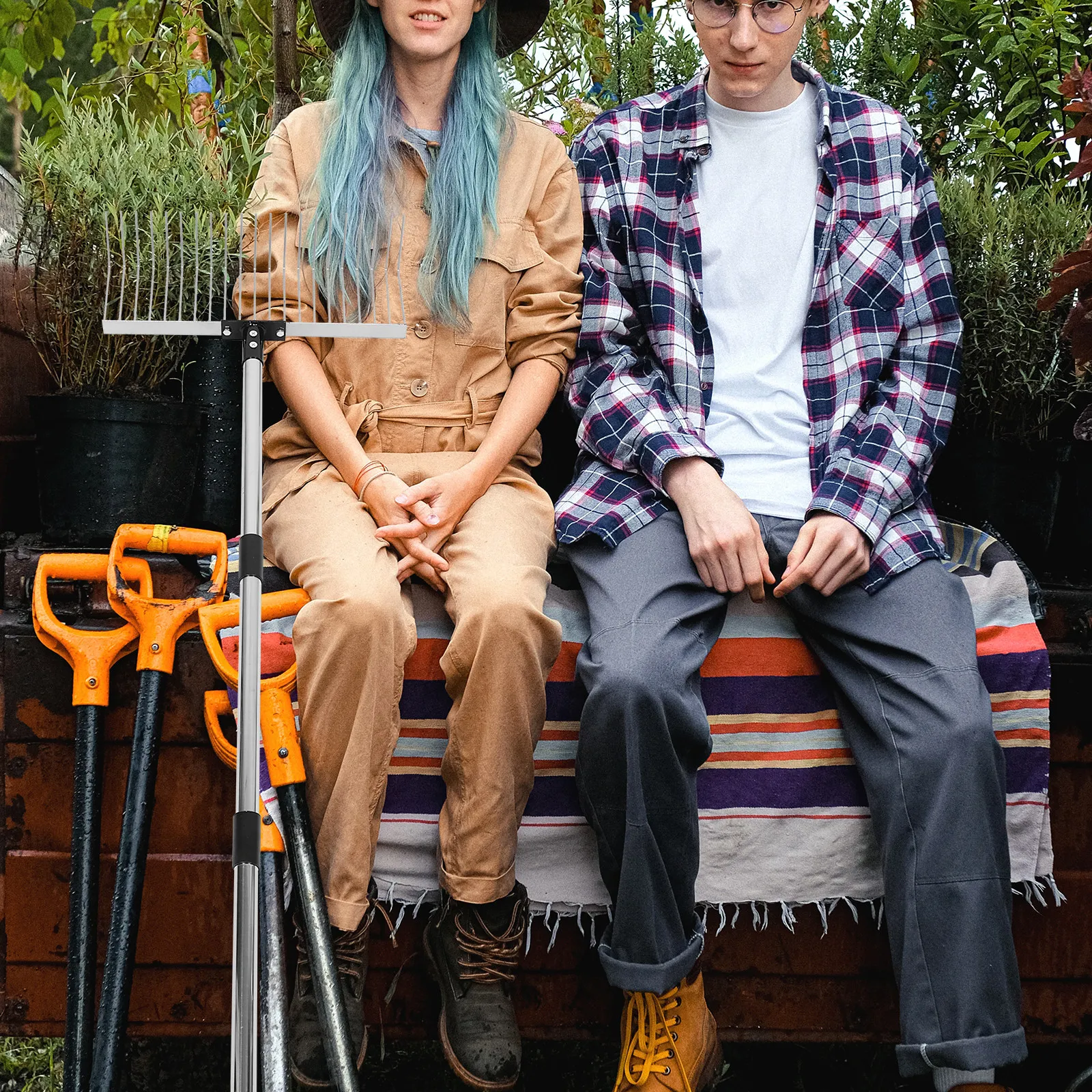 

Усиленные садовые грабли с 21 зубцом, телескопические, 1,25 м, металлические, для уборки листьев, выравнивания почвы, рыхления газона, ручные грабли для сада