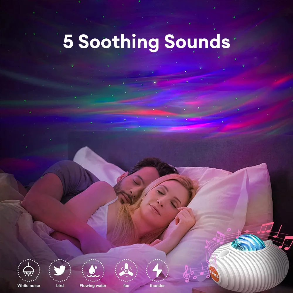 LED Aurora Galaxy Projector Night Lamp Bluetooth Music Speaker USB Remote Control White Noise Starry Projection Lamp for Sleep